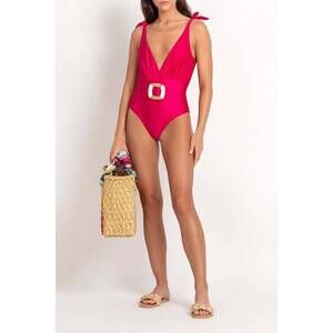 NEW PATBO plunge belted one piece in bright pink